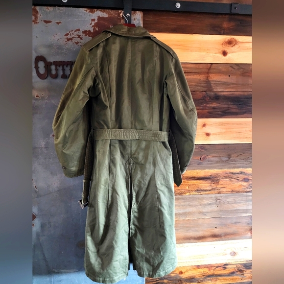 VTG USA Military Lined Trench Coat Mens Medium Long  - Picture 3 of 7
